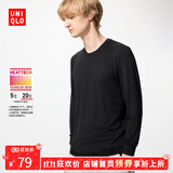 优衣库【狂欢价】男装HEATTECH圆领T恤9分袖保暖衣秋衣内衣479428 479432/09黑色 XL