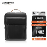 新秀丽（Samsonite）男士双肩包14英寸大容量商务背包牛皮电脑包旅行包生日礼物 TM0