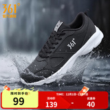 361°运动鞋男鞋秋冬季透气网面跑鞋黑色通勤轻质户外慢跑步鞋 曜石黑/361度白【皮革面防泼水】 41
