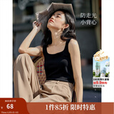 茵曼（INMAN）多色无袖显瘦吊带背心T恤夏季简约休闲百搭圆领上衣 黑色 M