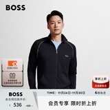 BOSS博斯男细节装饰弹力棉质运动风拉链夹克 001-黑色 M