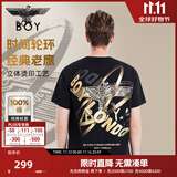 BOY LONDON【时光轮环】短袖情侣款春夏老鹰光环黑色T恤N01902 黑色 XS