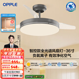 欧普（OPPLE）风扇灯客厅餐厅卧室简约带LED风扇 高显色隐形升级风量吊扇灯 全光谱36寸星空灰36瓦智控