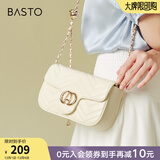 百思图春商场新款小香风高级感链条包单肩斜挎小方包女X3245AX4 米白 F