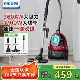 飞利浦（PHILIPS）卧式吸尘器家用 小型大吸力吸尘器手持大功率 有线吸尘器 强力除螨吸猫毛吸尘机 FC8632 FC8632/83（热卖款）