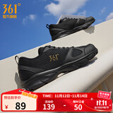 361°运动鞋男鞋秋冬季透气网面跑鞋黑色通勤轻质户外慢跑步鞋 曜石黑/皇冠金【透气网布】 39