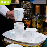 思佰得家用骨瓷碗碟套装创意陶瓷饭碗喝汤大碗简约泡面碗酒店西餐盘子 水杯