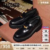 思加图【杨幂同款】2025新款小海鸥爵士乐福鞋厚底小皮鞋EEZ22CA5 墨石黑 选小一码 35