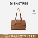 BAGTREE明星同款包包树海豚包轻奢品牌植鞣皮托特包大容量通勤女士电脑包 中号-烤棕色 能装A4资料 高级小众