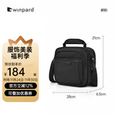 WINPARD/威豹商务男包手提公事包休闲单肩包出差男包斜挎包 黑色(横版/四层袋 可放9.7寸平板