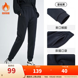安踏（ANTA）束脚裤丨运动长裤女秋冬季宽松加绒亲肤针织裤舒适休闲裤收口卫裤 【加绒保暖-收口裤脚】小黑裤 L 女170