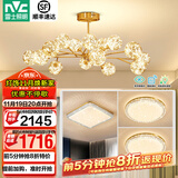雷士（NVC）北欧现代轻奢智能网红led萤光客厅吊灯餐厅吊灯中山灯具灯饰套餐 萤光 15头智能吊灯 【三室一厅】