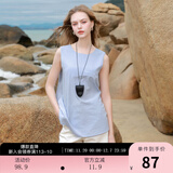 三彩2025夏季新款扭结小衫V领设计感无袖上衣宽松小清新M 湖水蓝 M 160/84A