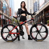 飛鸽（FG FLYING PIGEON） 折叠山地自行车成人男女学生青少年变速便携轻便双减震山地车 黑红26寸六刀轮轴承+指拨+大礼包 24速顶配（0-5公里代步）