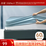 水星家纺床笠单件 100%纯棉长绒棉床笠宿舍隔脏床罩 全棉全包床笠加大加高 灰蓝 60支 (长绒棉+防滑耐用) （适用1.8床） 180cm*200cm