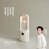 olayks无叶电风扇家用台面风扇无叶桌面风扇节能大风力空气循扇环空调扇插充两用长续航 陶白色-带香薰盒/加湿器