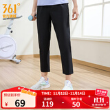 361°平口运动裤男新品夏季冰凉感速干透气九分裤舒适梭织运动长裤 【女款】超级黑【4703H】 XL