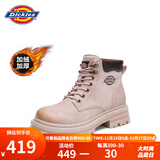 Dickies女士马丁靴高帮时尚情侣靴百搭工装靴女 粉色-加绒 男女款-39 