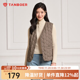 坦博尔轻薄羽绒马甲女中老年开衫内恤背心TD236012 生巧咖 L (170)
