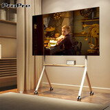 ProPre电视移动支架32-100英寸通用电视机落地支架可移动不锈钢/木纹带轮客厅卧室电视挂架电视架 42-75英寸 奶酪白艺术时尚推车