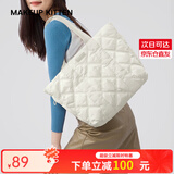 MAKEUP KITTEN包包女包款2025年托特包大容量手提单肩包时尚上班通勤包羽绒包 米白（赠挂件/礼袋装）