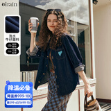 Olrain欧芮儿法式牛仔衬衫外套女秋装2025新款复古宽松设计感上衣 普鲁士蓝 S