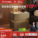 芝华仕（CHEERS）复古风智能带锁卧室储物岩板轻奢高级感新款无线充电床头柜G067棕