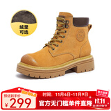 骆驼（CAMEL）【山越】秋冬新款高帮户外工装靴短靴登山鞋踢不烂大黄靴女马丁靴 L23W076036R戈壁加绒土黄 36