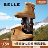 百丽（Belle）户外雪地靴女商场同款保暖加绒短靴C1W1DDD4 卡其色 39 (245mm)