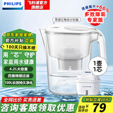飞利浦（PHILIPS）净水壶 滤水壶 家用净水器 厨房自来水过滤器 滤水器 过滤器滤芯 便携净水杯 AWP2814蓝色/白色 白1壶1芯【专家版】