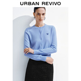 UR秋季新款女装简约休闲亮片装饰针织开衫UWB950011 浅紫蓝 (尺码偏小) L