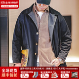 马登工装撞色巴尔玛肯风衣男美式休闲宽松中长款男士大衣全天候外套秋 藏青色 【潮流上衣/高级感痞帅】 L
