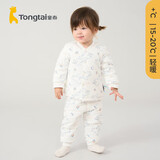 童泰宝宝套装秋冬婴儿夹棉衣服儿童对开内衣 蓝色 66cm