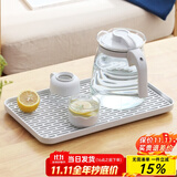 忆壶茶（YIHUTEA）创意家用沥水托盘茶盘多功能塑料茶盘茶托水果盘置物沥水茶盘家用 长方形托盘-小号