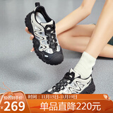 骆驼（CAMEL）丑萌登山鞋女时尚撞色户外休闲鞋 L24M076602 米/银/黑 35