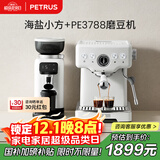 柏翠(petrus) 咖啡机意式浓缩家用小型半自动蒸汽打奶泡 海盐小方PE3833+PE3788
