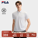FILA 领航POLO|斐乐官方男装针织POLO2025夏季新款时尚休闲凉感短袖 标准白-WT L 175/96A/L