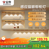 公牛（BULL）感应猫眼橱柜灯磁吸充电山丘光效展柜玄关氛围小夜灯 黑80cm三色