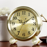 汉时（Hense）金属座钟简约台式钟表摆件时钟桌面摆钟客厅卧室石英钟表HD313 青铜色
