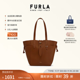 芙拉（FURLA）【同价11.11】NET女士牛皮中号经典菜篮子上班族通勤手提托特包 棕色
