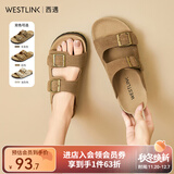 西遇平底勃肯凉拖鞋女2025新款夏季外穿一字拖鞋森系新复古回潮凉鞋 卡其色 39