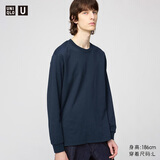 优衣库男装女装大师T AIRism棉混纺圆领T恤长袖25秋冬新款479781 68 深蓝色 L