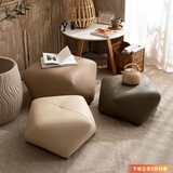 顾恩家用客厅茶几沙发踏凳门口换鞋凳卧室衣帽间矮凳坐墩创意皮面凳 黑色加厚八角凳