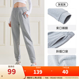 安踏（ANTA）束脚裤丨运动长裤女秋冬季宽松加绒亲肤针织裤舒适休闲裤收口卫裤 【棉感亲肤-收口裤脚】灰花灰 L 女170