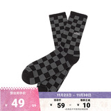VANS范斯官方 男子袜子长袜棋盘格运动休闲 黑色/炭灰色 均码24-26cm