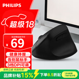 飞利浦（PHILIPS）SPK7628无线鼠标 人体工学垂直鼠标台式笔记本电脑通用轻音鼠标家用商务办公企业采购电池款 黑色
