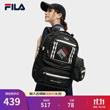 斐乐情侣款背包易烊千玺同款2025多口袋双肩包电脑包休闲书包 正黑色-BK XS