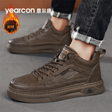 意尔康男棉鞋休闲皮鞋男秋冬英伦百搭高帮板鞋轻便软底系带鞋子男