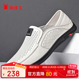 蜘蛛王（SPIDER KING）男鞋皮鞋男牛皮夏季镂空透气休闲商务鞋  白色（镂空款） 43 