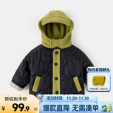 嘟嘟家儿童棉服冬装宝宝加厚棉衣男童上衣连帽女童棉袄冬季小童童装外套 黑色 90